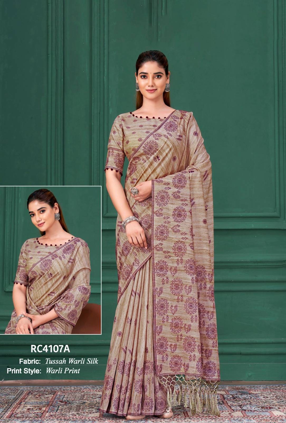 RANG CHATKILA By MAHOTSAV 4106 to 4108 Series Indian Traditional Wear Collection Beautiful Wear TUSSAH WARLI SILK Sarees At Wholesale Price
